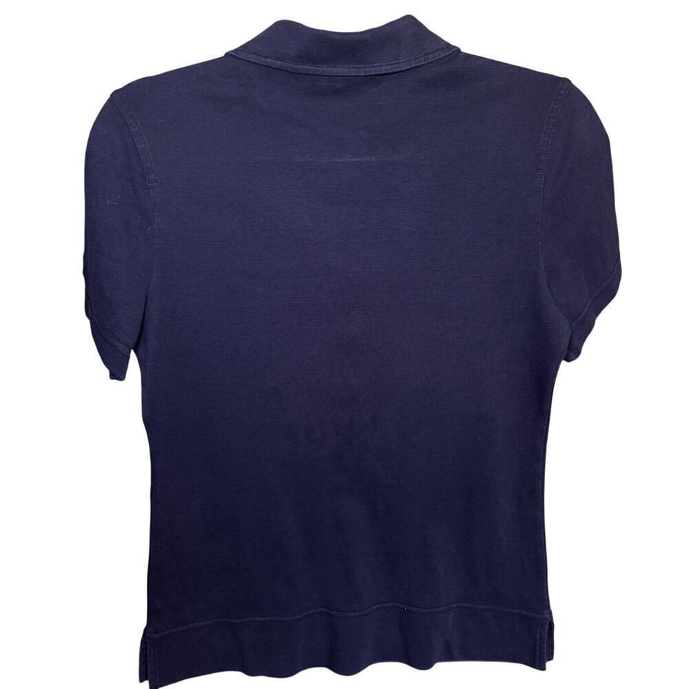 Tory Burch Lennox Polo Five Button Cotton Short Sleeve Navy Size Medium - Picture 7 of 11